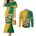 Australia Jujitsu Couples Matching Mermaid Dress and Long Sleeve Button Shirt Tap Out Or Pass Out National Color