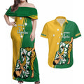 Australia Jujitsu Couples Matching Off Shoulder Maxi Dress and Hawaiian Shirt Tap Out Or Pass Out National Color