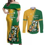 Australia Jujitsu Couples Matching Off Shoulder Maxi Dress and Long Sleeve Button Shirt Tap Out Or Pass Out National Color