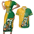 Australia Jujitsu Couples Matching Short Sleeve Bodycon Dress and Hawaiian Shirt Tap Out Or Pass Out National Color