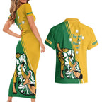 Australia Jujitsu Couples Matching Short Sleeve Bodycon Dress and Hawaiian Shirt Tap Out Or Pass Out National Color