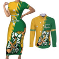 Australia Jujitsu Couples Matching Short Sleeve Bodycon Dress and Long Sleeve Button Shirt Tap Out Or Pass Out National Color