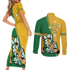 Australia Jujitsu Couples Matching Short Sleeve Bodycon Dress and Long Sleeve Button Shirt Tap Out Or Pass Out National Color