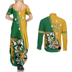 Australia Jujitsu Couples Matching Summer Maxi Dress and Long Sleeve Button Shirt Tap Out Or Pass Out National Color