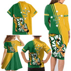 Australia Jujitsu Family Matching Long Sleeve Bodycon Dress and Hawaiian Shirt Tap Out Or Pass Out National Color