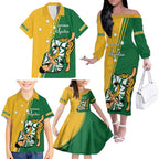 Australia Jujitsu Family Matching Off Shoulder Long Sleeve Dress and Hawaiian Shirt Tap Out Or Pass Out National Color