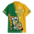 Australia Jujitsu Family Matching Off Shoulder Short Dress and Hawaiian Shirt Tap Out Or Pass Out National Color