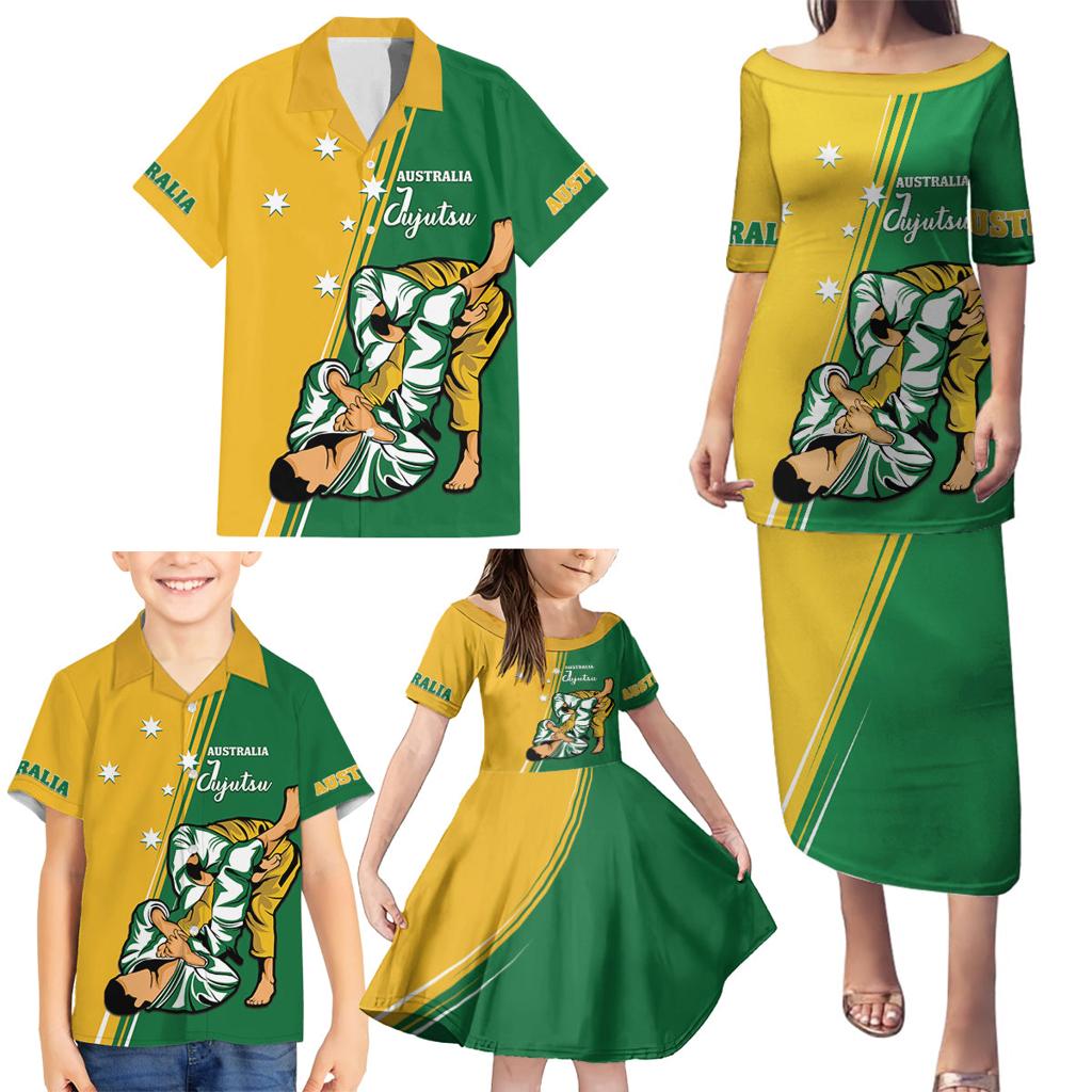 Australia Jujitsu Family Matching Puletasi and Hawaiian Shirt Tap Out Or Pass Out National Color