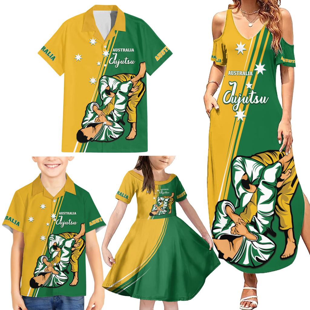 Australia Jujitsu Family Matching Summer Maxi Dress and Hawaiian Shirt Tap Out Or Pass Out National Color