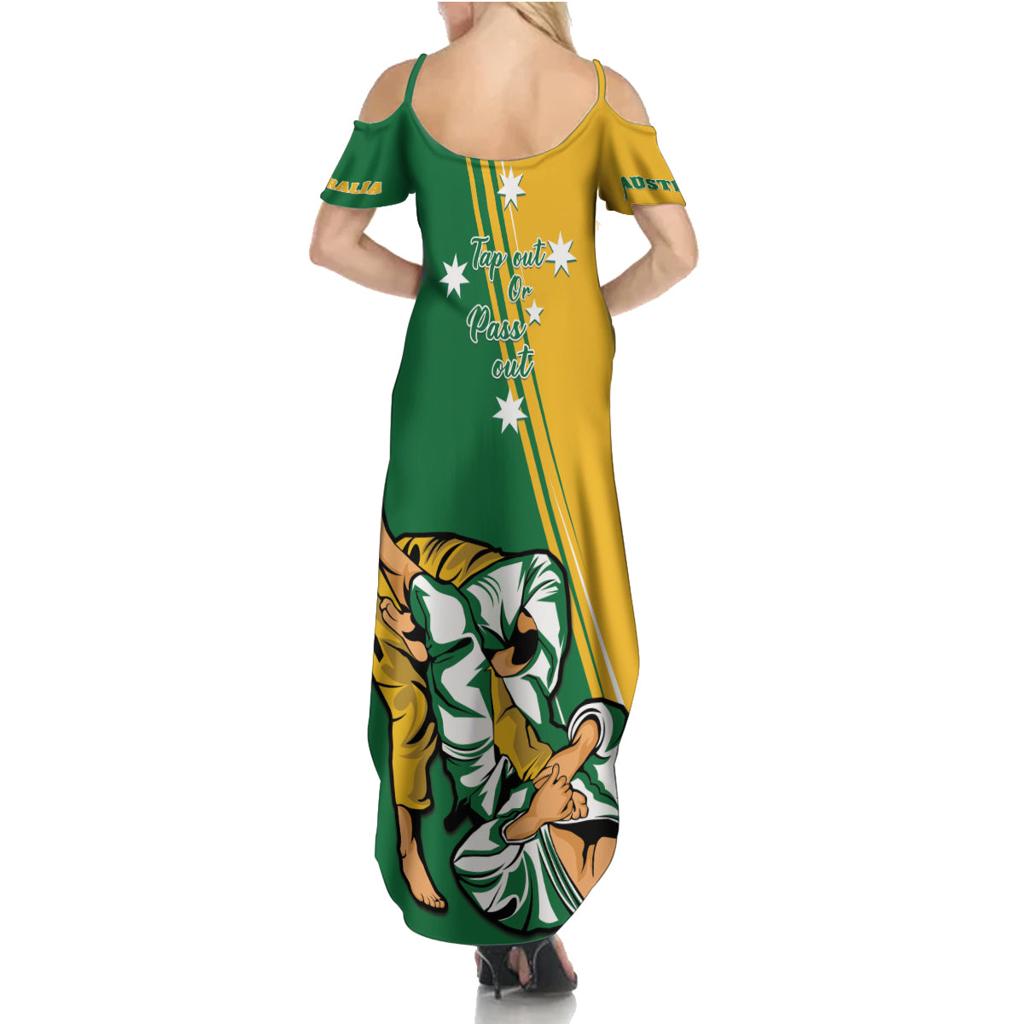 Australia Jujitsu Family Matching Summer Maxi Dress and Hawaiian Shirt Tap Out Or Pass Out National Color