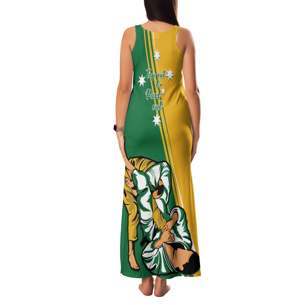 Australia Jujitsu Family Matching Tank Maxi Dress and Hawaiian Shirt Tap Out Or Pass Out National Color