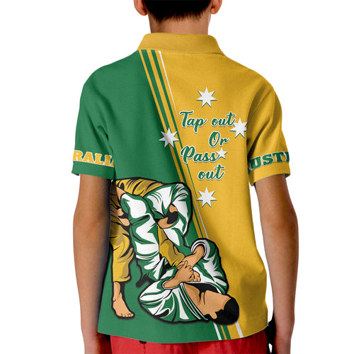 Australia Jujitsu Kid Polo Shirt Tap Out Or Pass Out National Color