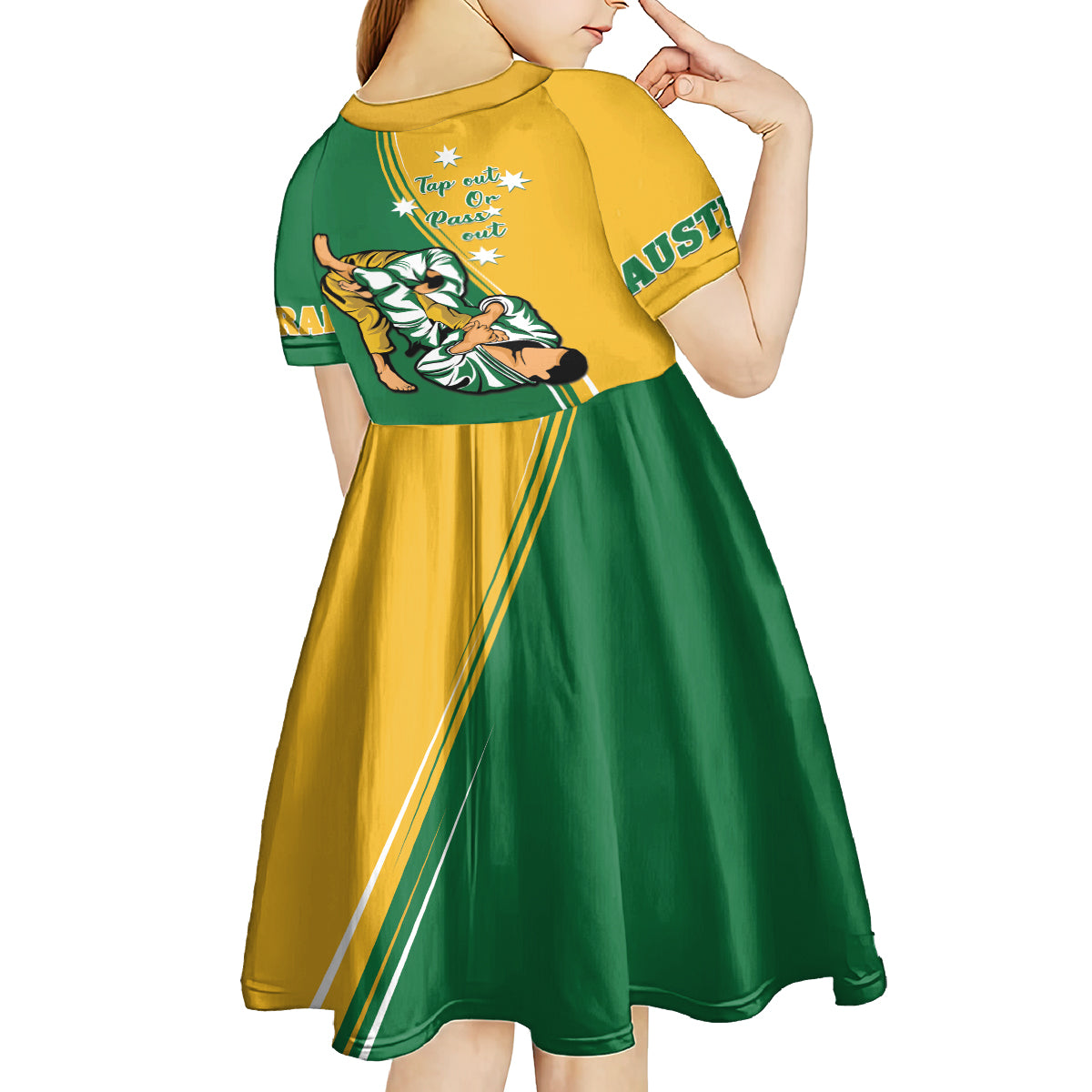 Australia Jujitsu Kid Short Sleeve Dress Tap Out Or Pass Out National Color