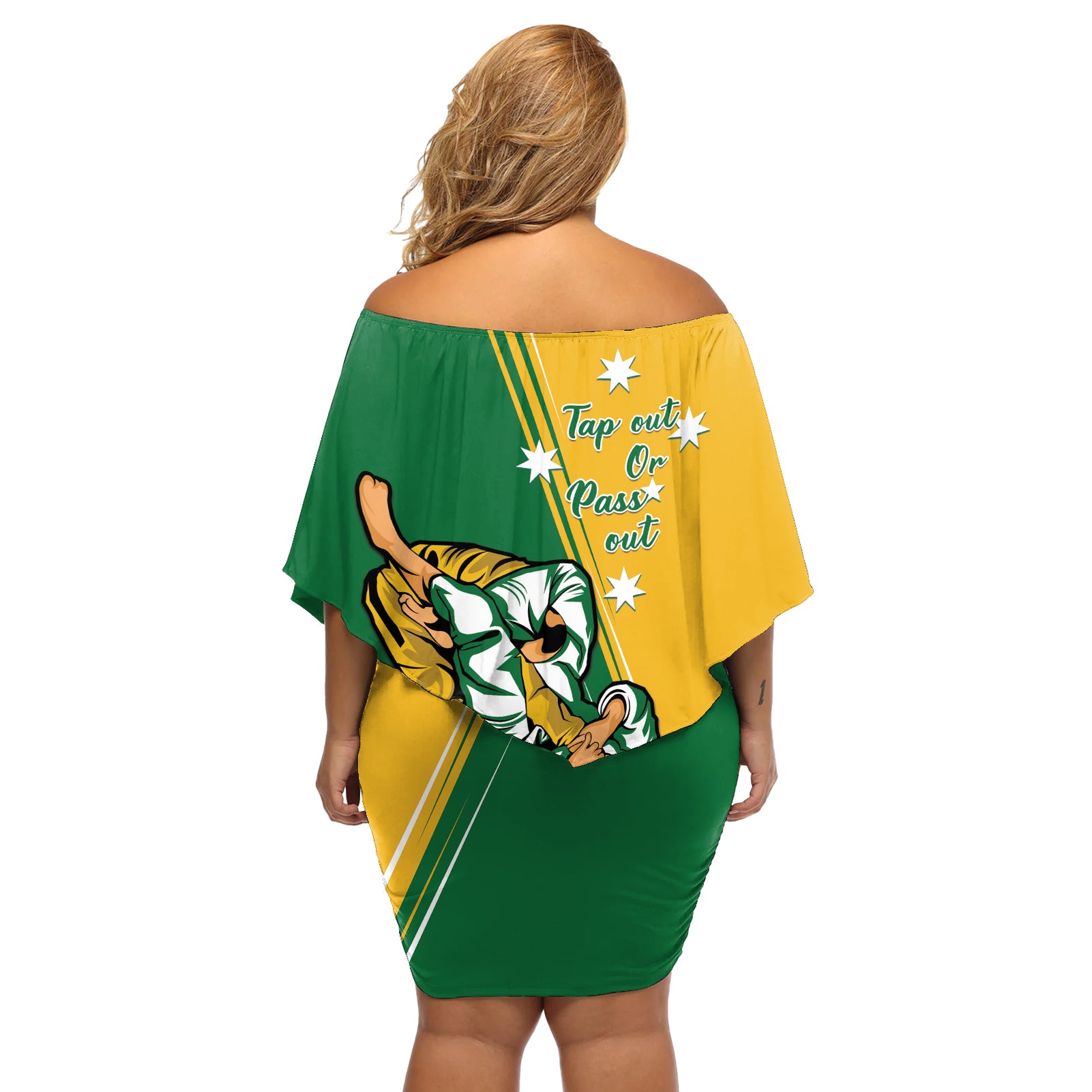 Australia Jujitsu Off Shoulder Short Dress Tap Out Or Pass Out National Color