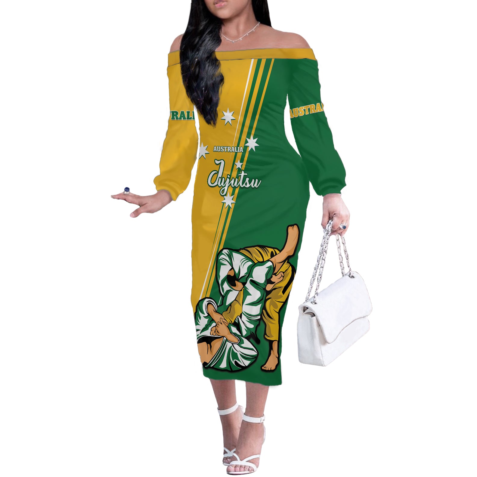 Australia Jujitsu Off The Shoulder Long Sleeve Dress Tap Out Or Pass Out National Color