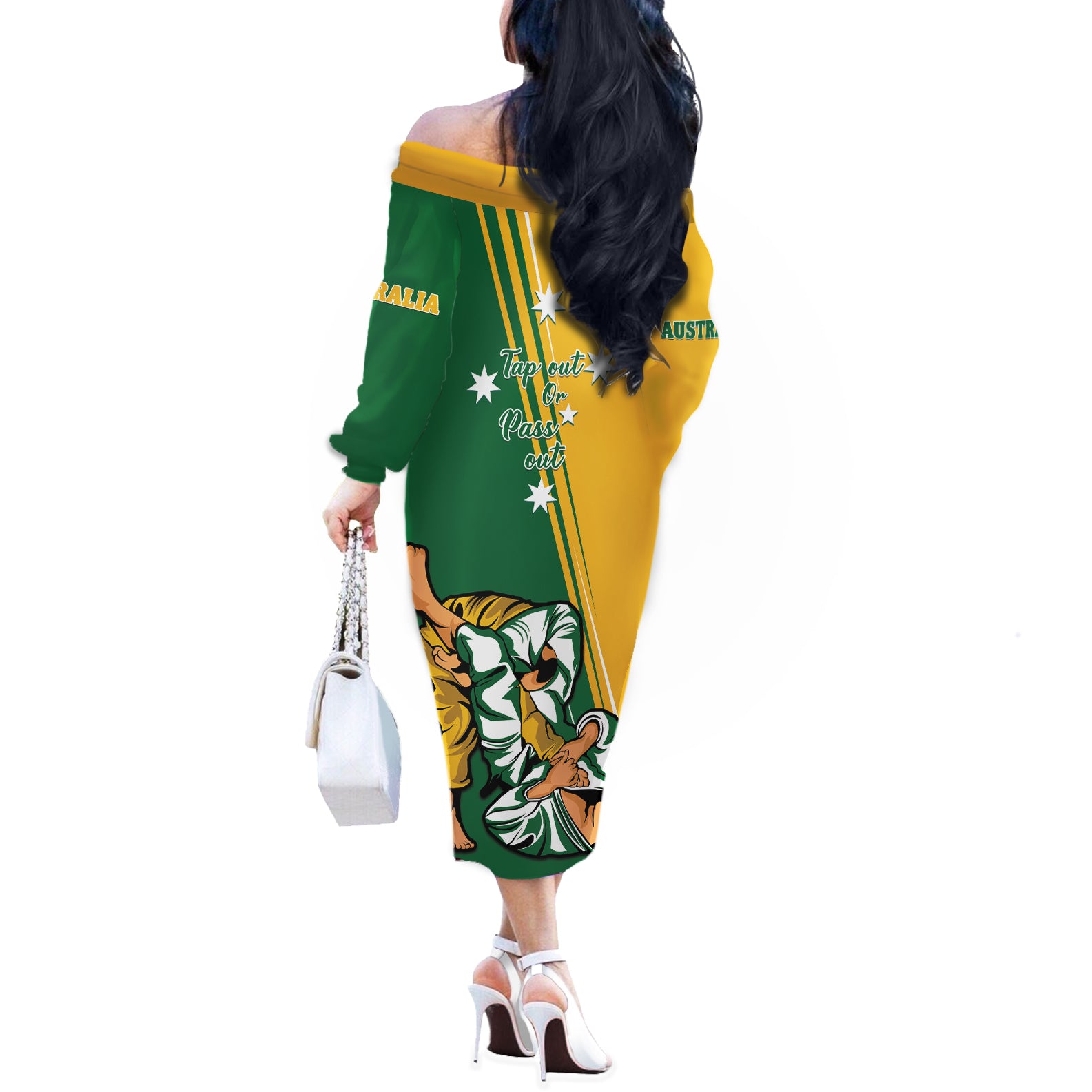 Australia Jujitsu Off The Shoulder Long Sleeve Dress Tap Out Or Pass Out National Color