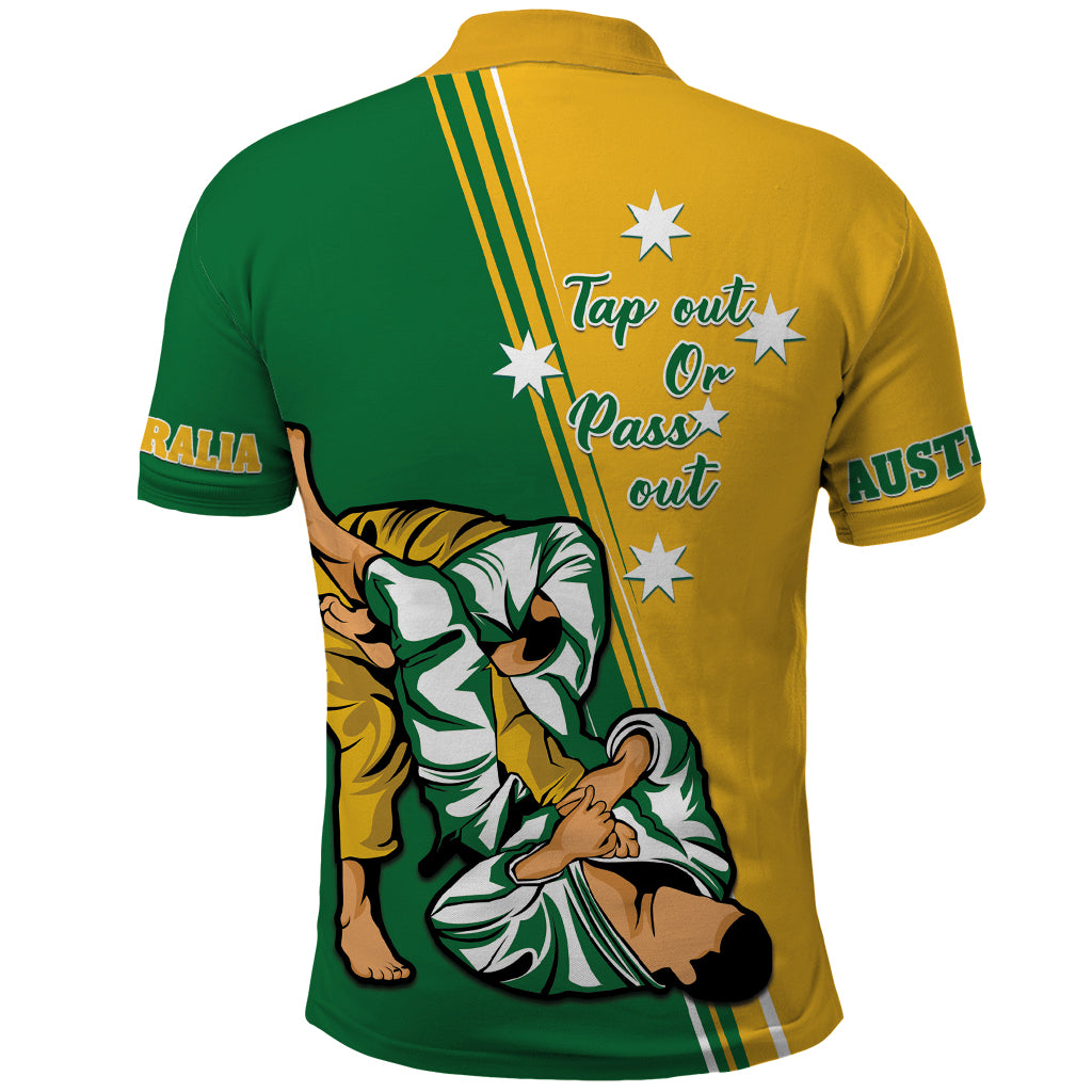 Australia Jujitsu Polo Shirt Tap Out Or Pass Out National Color