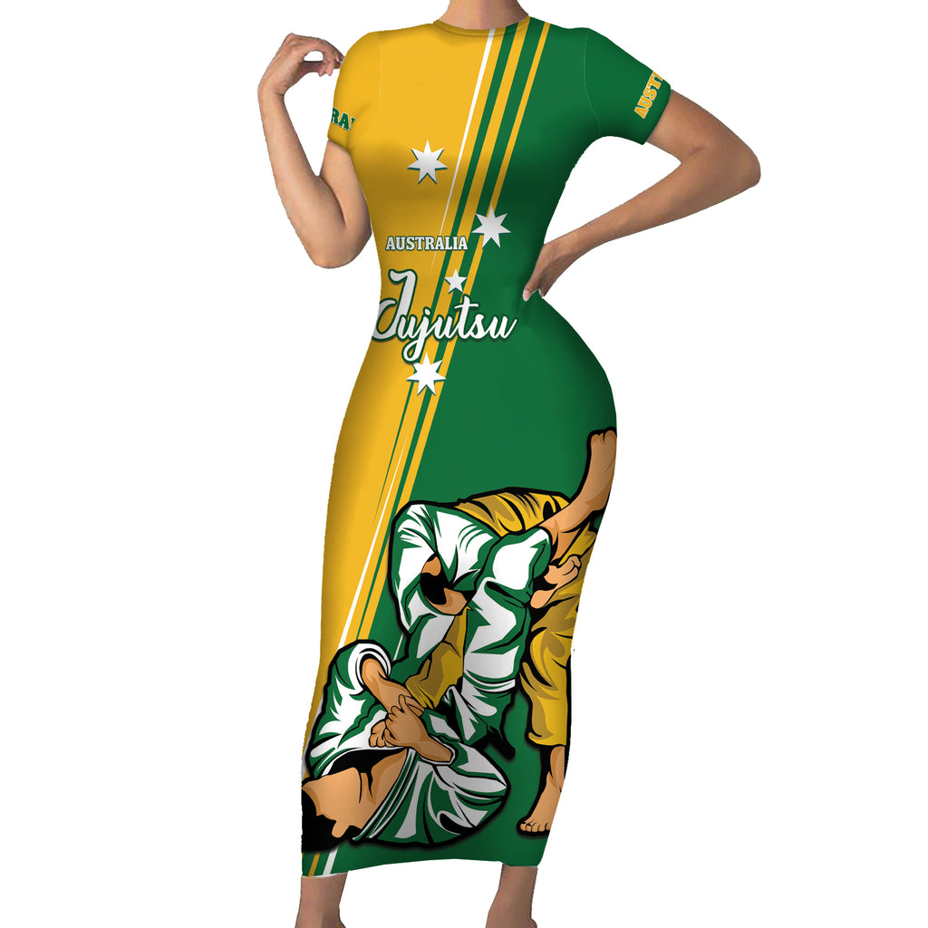 Australia Jujitsu Short Sleeve Bodycon Dress Tap Out Or Pass Out National Color