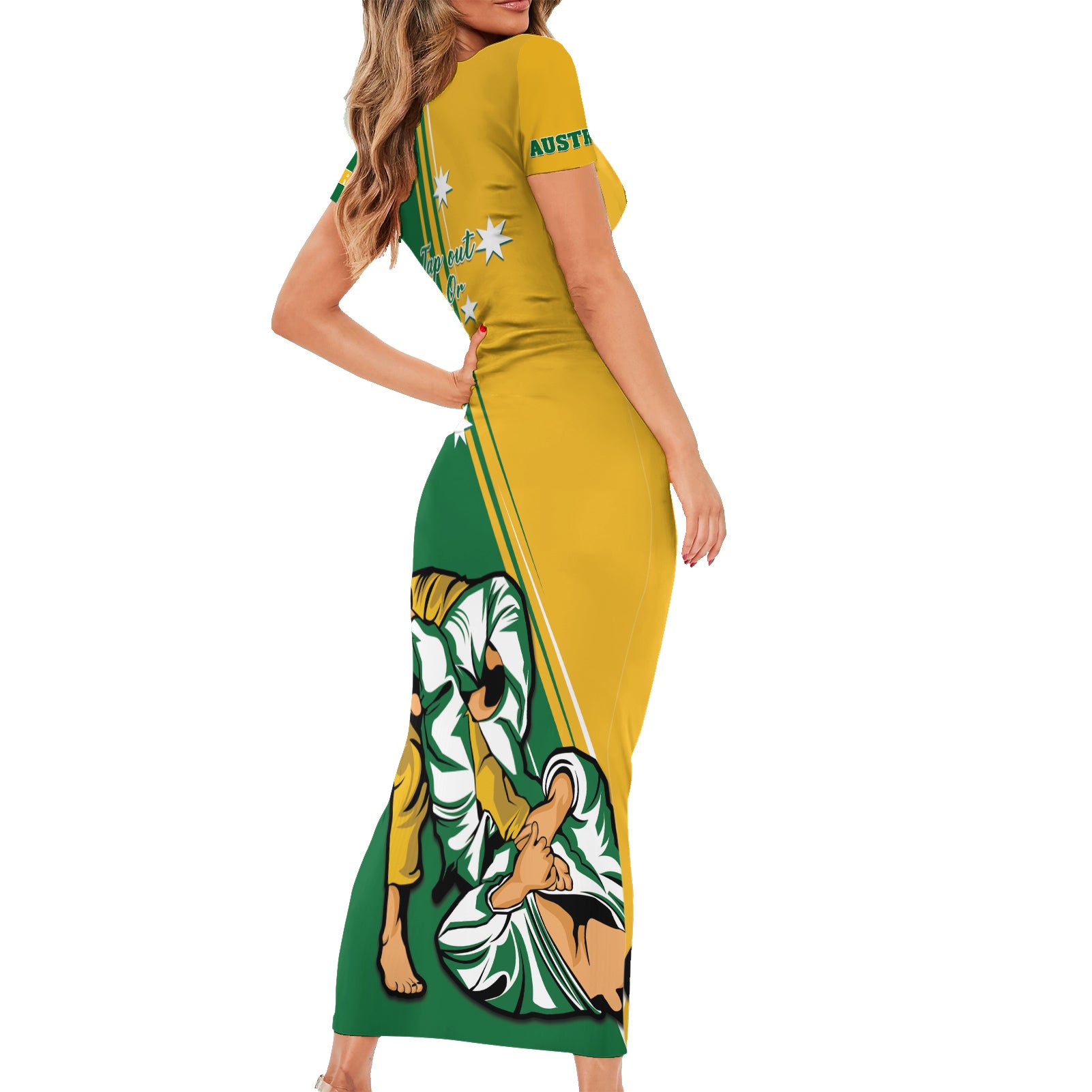 Australia Jujitsu Short Sleeve Bodycon Dress Tap Out Or Pass Out National Color