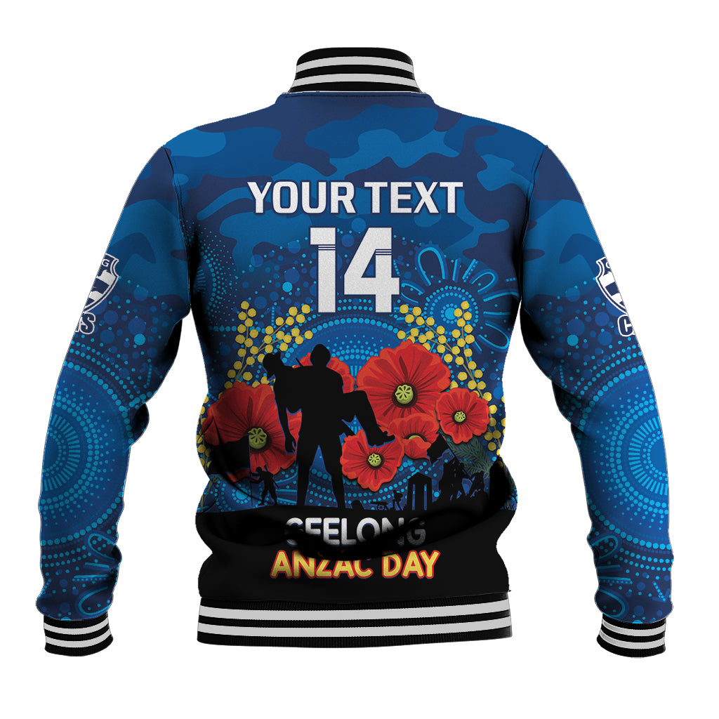 Custom Geelong Football ANZAC Baseball Jacket Gallipoli Camouflage With Poppies
