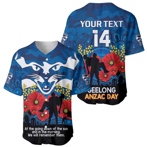 Custom Geelong Football ANZAC Baseball Jersey Gallipoli Camouflage With Poppies