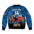 Custom Geelong Football ANZAC Bomber Jacket Gallipoli Camouflage With Poppies