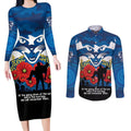 Custom Geelong Football ANZAC Couples Matching Long Sleeve Bodycon Dress and Long Sleeve Button Shirt Gallipoli Camouflage With Poppies