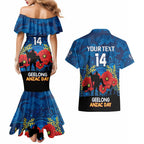 Custom Geelong Football ANZAC Couples Matching Mermaid Dress and Hawaiian Shirt Gallipoli Camouflage With Poppies