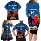 Custom Geelong Football ANZAC Family Matching Long Sleeve Bodycon Dress and Hawaiian Shirt Gallipoli Camouflage With Poppies