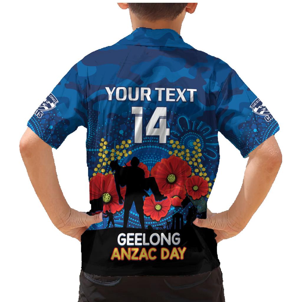 Custom Geelong Football ANZAC Family Matching Mermaid Dress and Hawaiian Shirt Gallipoli Camouflage With Poppies