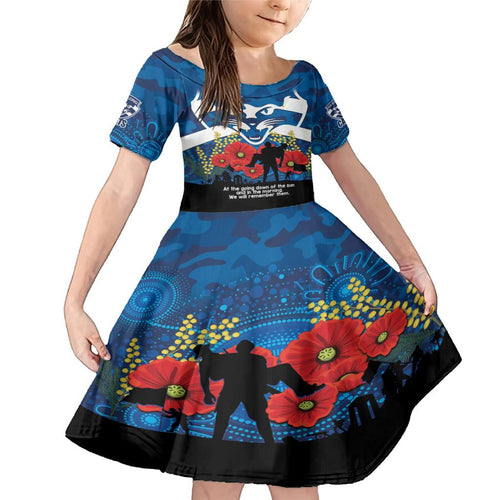 Custom Geelong Football ANZAC Family Matching Mermaid Dress and Hawaiian Shirt Gallipoli Camouflage With Poppies