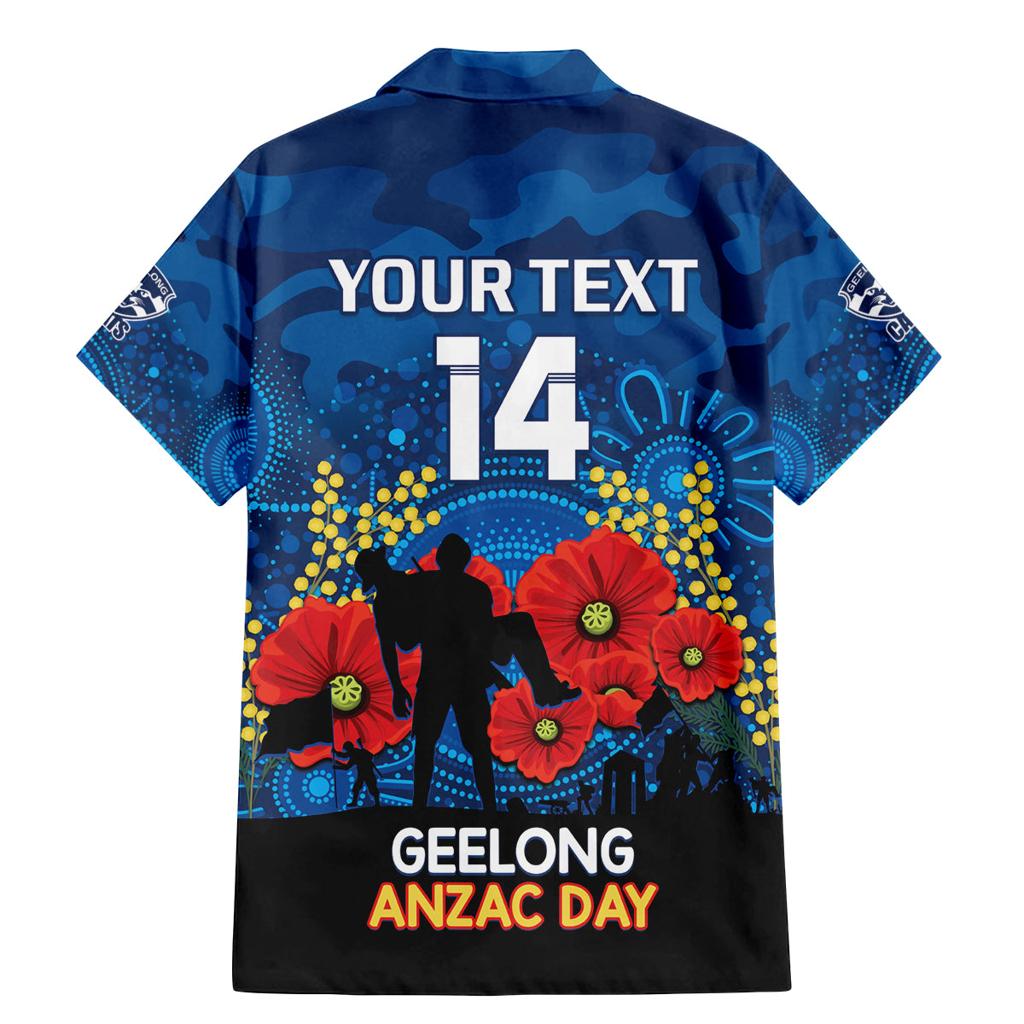 Custom Geelong Football ANZAC Family Matching Mermaid Dress and Hawaiian Shirt Gallipoli Camouflage With Poppies