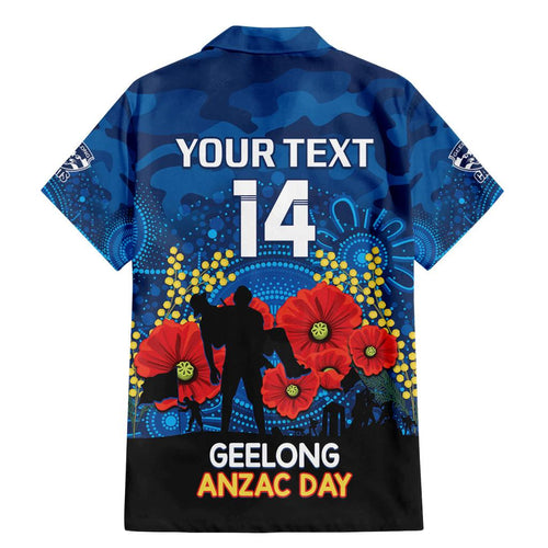 Custom Geelong Football ANZAC Family Matching Mermaid Dress and Hawaiian Shirt Gallipoli Camouflage With Poppies