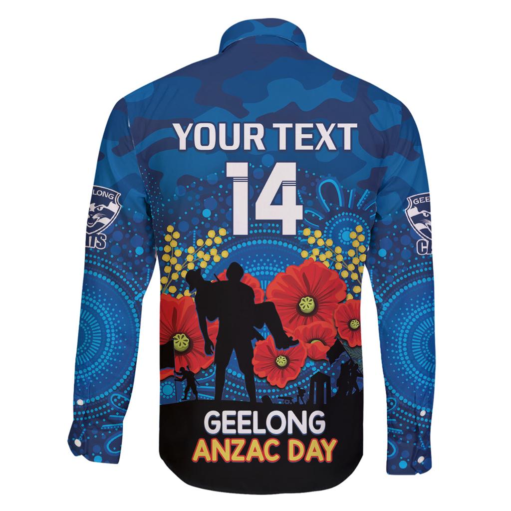 Custom Geelong Football ANZAC Family Matching Mermaid Dress and Hawaiian Shirt Gallipoli Camouflage With Poppies