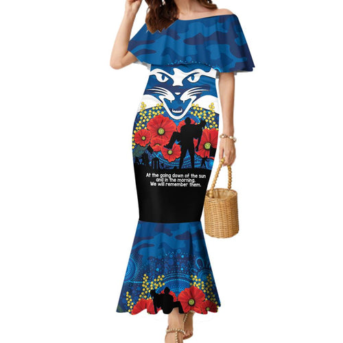 Custom Geelong Football ANZAC Family Matching Mermaid Dress and Hawaiian Shirt Gallipoli Camouflage With Poppies
