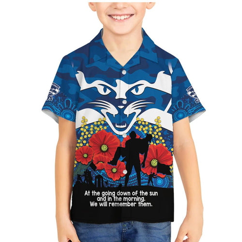 Custom Geelong Football ANZAC Family Matching Mermaid Dress and Hawaiian Shirt Gallipoli Camouflage With Poppies