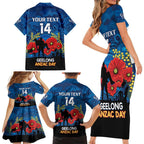Custom Geelong Football ANZAC Family Matching Short Sleeve Bodycon Dress and Hawaiian Shirt Gallipoli Camouflage With Poppies