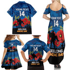 Custom Geelong Football ANZAC Family Matching Summer Maxi Dress and Hawaiian Shirt Gallipoli Camouflage With Poppies
