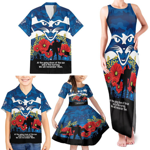 Custom Geelong Football ANZAC Family Matching Tank Maxi Dress and Hawaiian Shirt Gallipoli Camouflage With Poppies