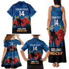 Custom Geelong Football ANZAC Family Matching Tank Maxi Dress and Hawaiian Shirt Gallipoli Camouflage With Poppies