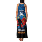 Custom Geelong Football ANZAC Family Matching Tank Maxi Dress and Hawaiian Shirt Gallipoli Camouflage With Poppies