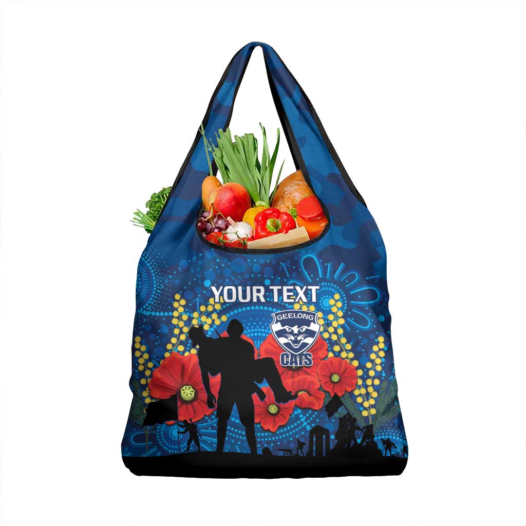 Custom Geelong Football ANZAC Grocery Bag Gallipoli Camouflage With Poppies
