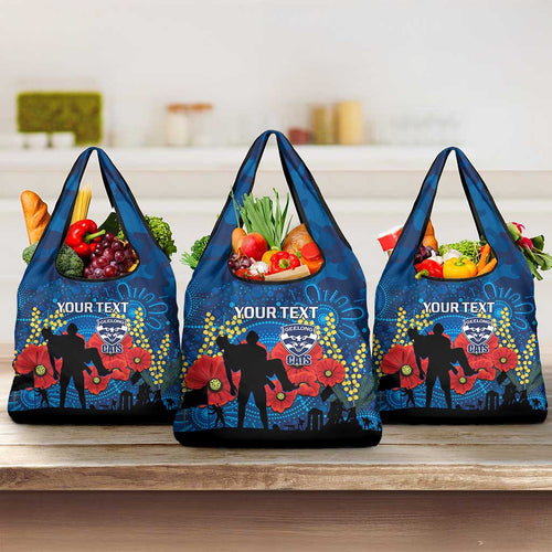 Custom Geelong Football ANZAC Grocery Bag Gallipoli Camouflage With Poppies
