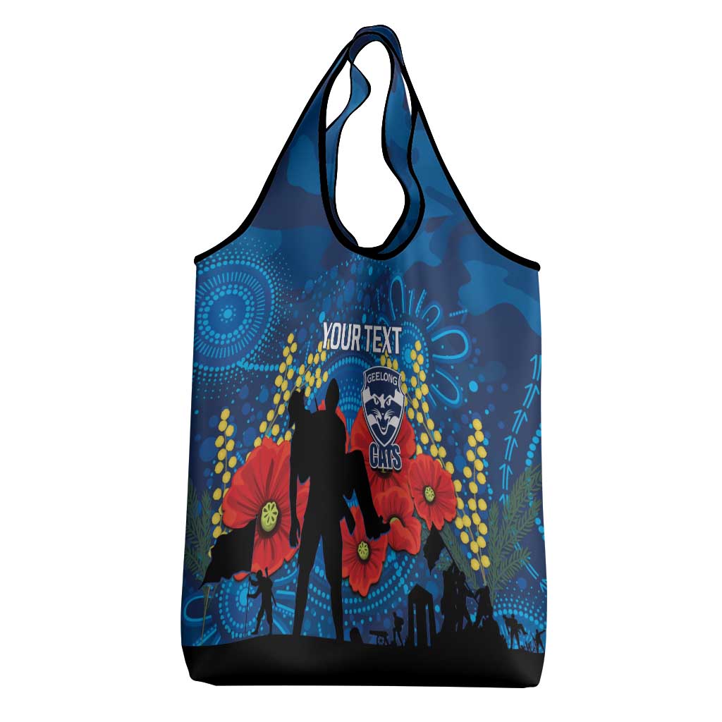 Custom Geelong Football ANZAC Grocery Bag Gallipoli Camouflage With Poppies