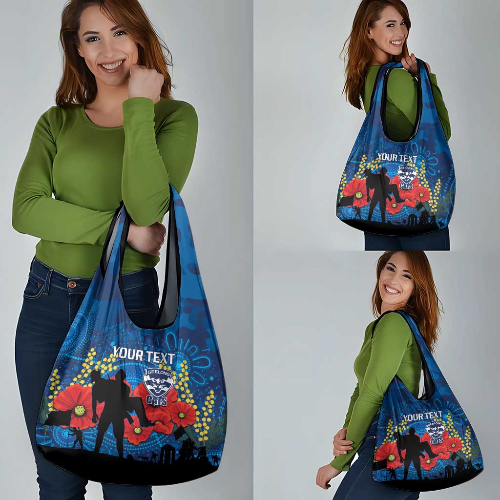 Custom Geelong Football ANZAC Grocery Bag Gallipoli Camouflage With Poppies