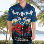 Custom Geelong Football ANZAC Hawaiian Shirt Gallipoli Camouflage With Poppies