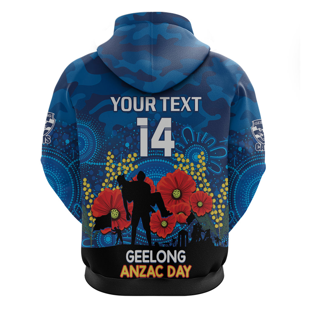 Custom Geelong Football ANZAC Hoodie Gallipoli Camouflage With Poppies