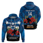 Custom Geelong Football ANZAC Hoodie Gallipoli Camouflage With Poppies