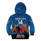 Custom Geelong Football ANZAC Kid Hoodie Gallipoli Camouflage With Poppies
