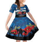 Custom Geelong Football ANZAC Kid Short Sleeve Dress Gallipoli Camouflage With Poppies